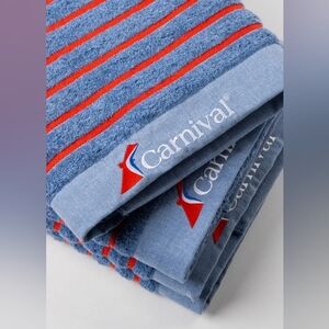 Carnival Cruise Line Logo Beach/Pool Towel Blue w/Red Stripes